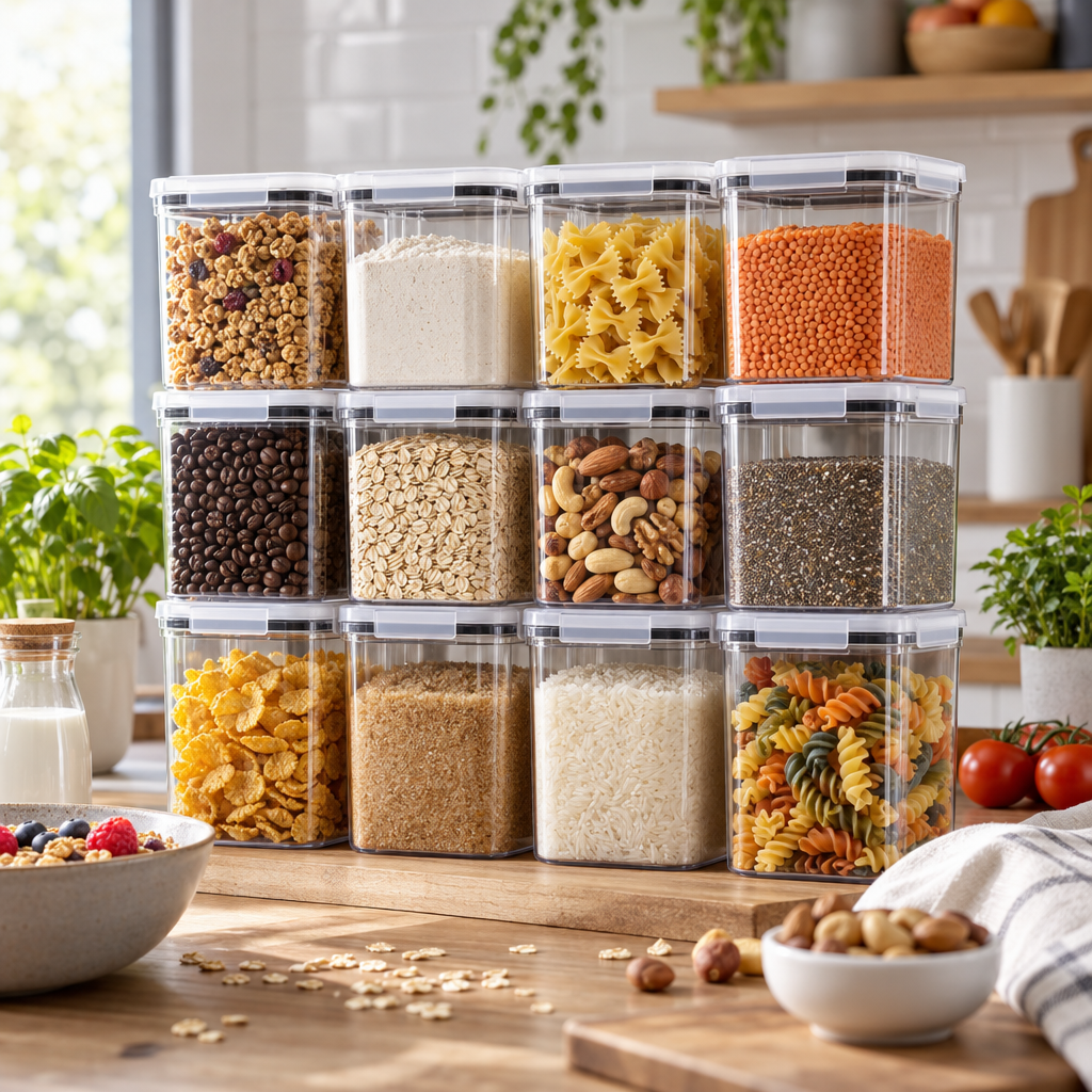 KI-generiertes Beispielbild zu Viwares Vorratsdosen mit Deckel Luftdicht, 12er Vorratsbehälter Set | BPA-Frei, Vorratsdose zur Müsli Mehl Aufbewahrung Küche, Frischhaltedosen für Lebensmittelaufbewahrung, Organizer Küche : Amazon.de: Küche, Haushalt & Wohnen